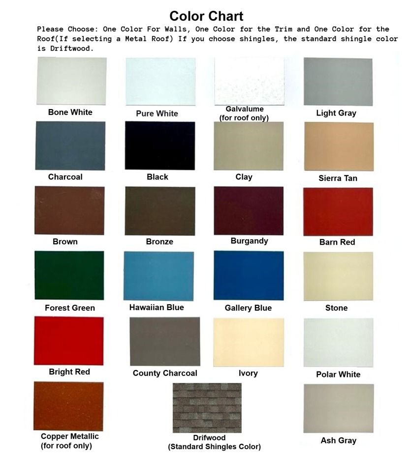 Color options for sheds