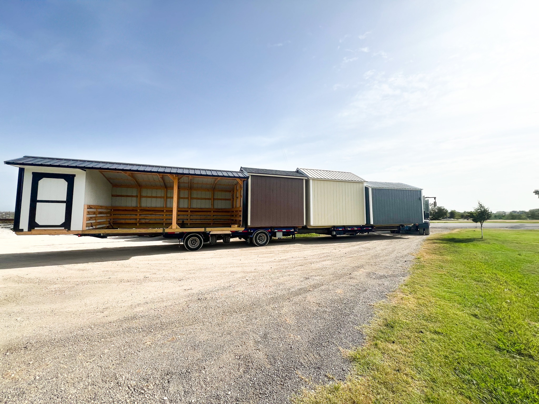 Shed positioned with clear truck access for delivery
